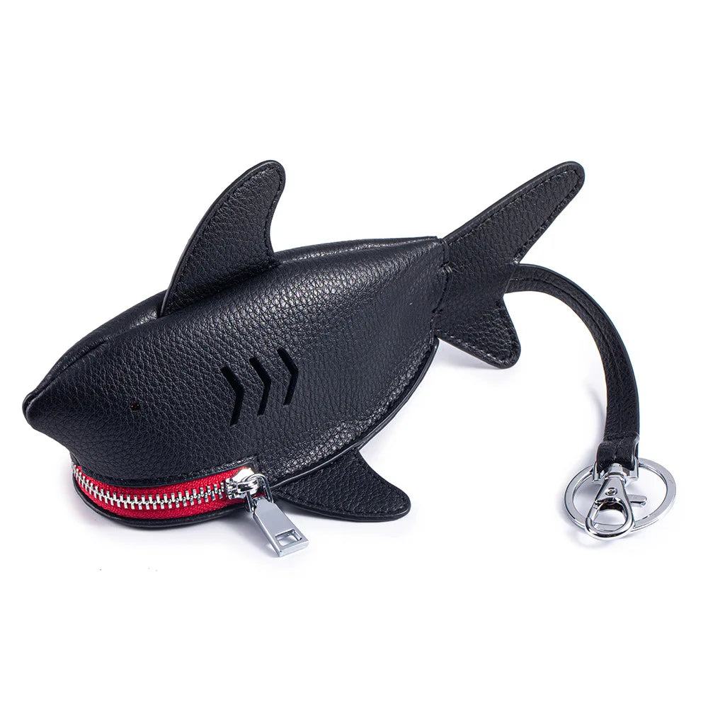 Alirattan 2025 New Creative Genuine Leather Key Bag Portable Universal Shark Key Protective Cover Bag Pendant Storage Bag