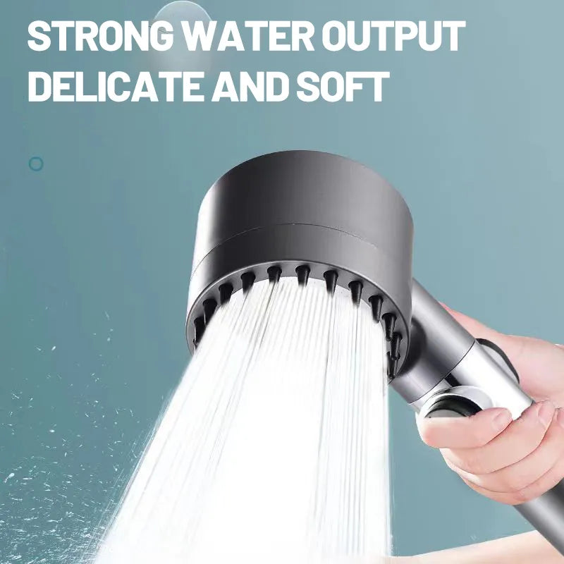 High Pressure Shower Head New Style 3 Modes Adjustable Water Saving One-key Stop Water Massage Nozzel Bathroom Accessories