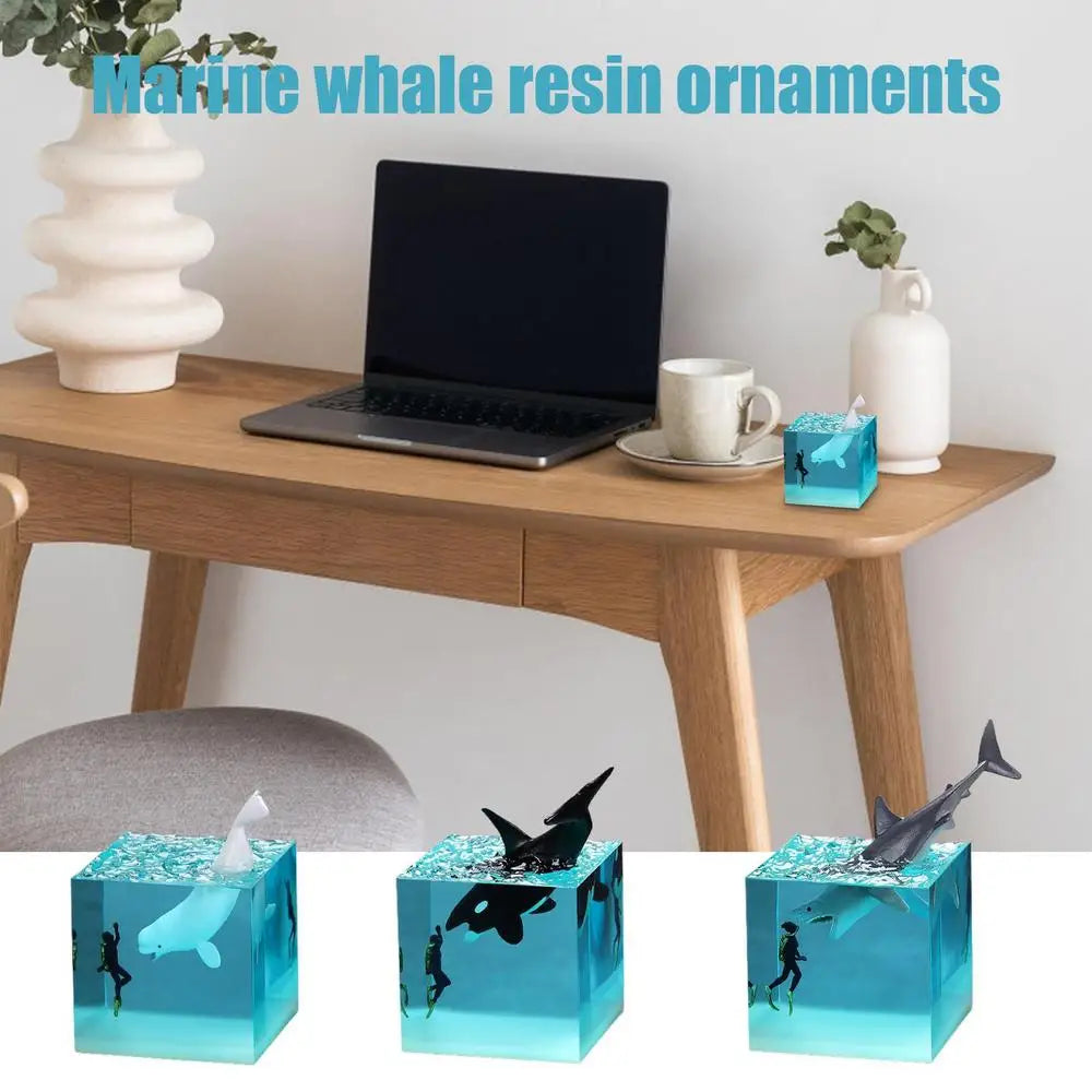 Creative Resin Marine Animal Ornament Shark Diver Ocean Whale Decoration Home Desktop Lamp USB LED Night Light Gift Luminous Toy