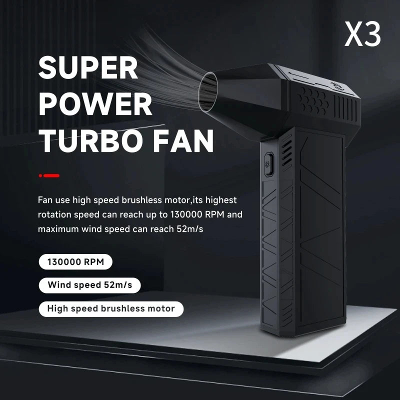 3nd Generation Mini Turbo Jet Fan X3 Multifunctional Portable Violent Air Blower High-Performance Brushless Motor 130,000 RPM