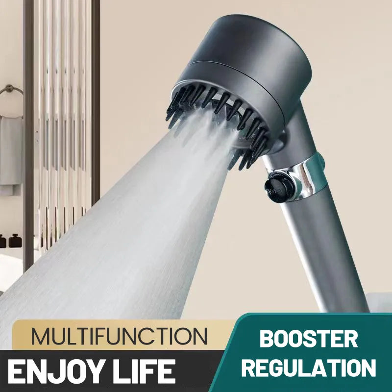 High Pressure Shower Head New Style 3 Modes Adjustable Water Saving One-key Stop Water Massage Nozzel Bathroom Accessories
