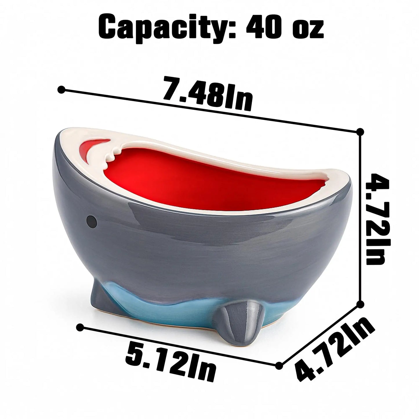 Shark Fruit Bowl for Kitchen Counter Decorative Bowls for Home Decor Handmade Ceramic Snack Candy Soup Salad Serving Bowls