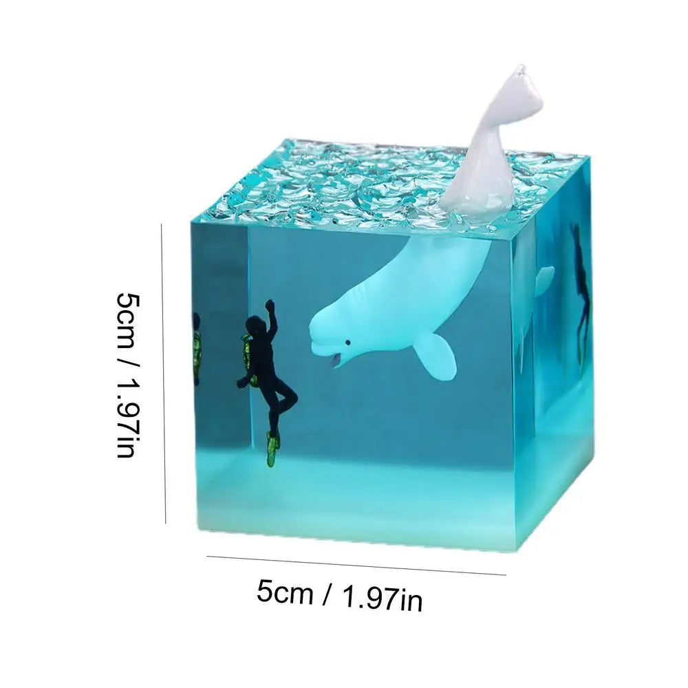 Creative Resin Marine Animal Ornament Shark Diver Ocean Whale Decoration Home Desktop Lamp USB LED Night Light Gift Luminous Toy