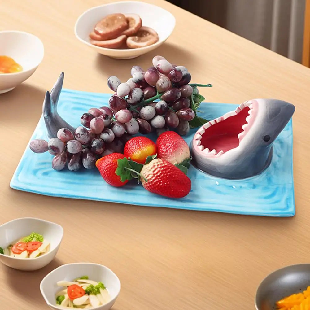 Japanese Internet Celebrity Seaside Shark Ceramic Plate Kitchen Beautiful Decoration Plate  Dumpling Tableware Plate