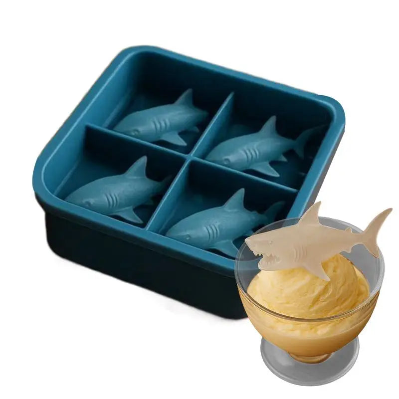 3D Shark Ice Mold Silicone Ice Cubes Molds Reusable Ice Cubes Molds Homemade Barware Easy Release