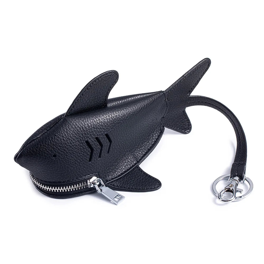 Alirattan 2025 New Creative Genuine Leather Key Bag Portable Universal Shark Key Protective Cover Bag Pendant Storage Bag