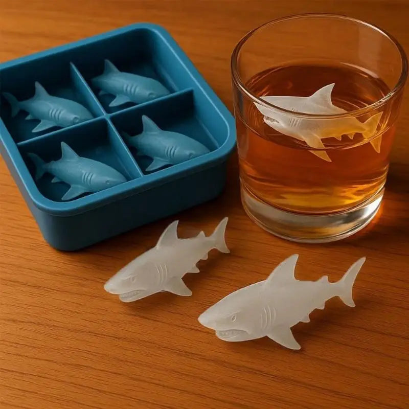 3D Shark Ice Mold Silicone Ice Cubes Molds Reusable Ice Cubes Molds Homemade Barware Easy Release