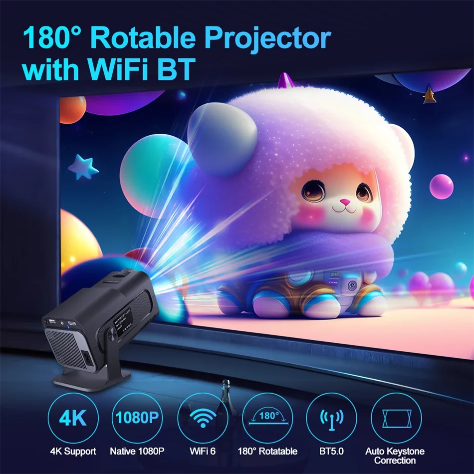2025 4K Android 11 Projector Native 1080P 390ANSI HY320 Dual Wifi6 BT5.0 1920*1080P Cinema portable Projetor upgrated HY300