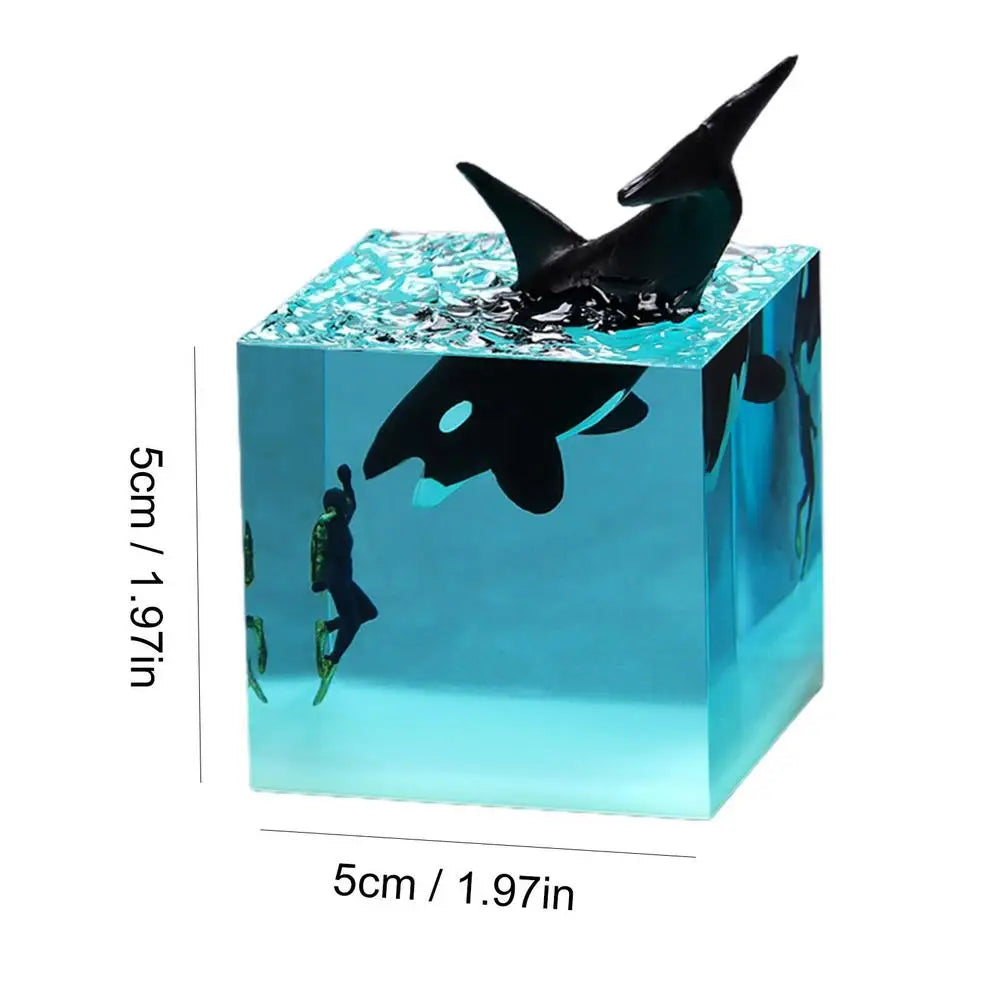 Creative Resin Marine Animal Ornament Shark Diver Ocean Whale Decoration Home Desktop Lamp USB LED Night Light Gift Luminous Toy